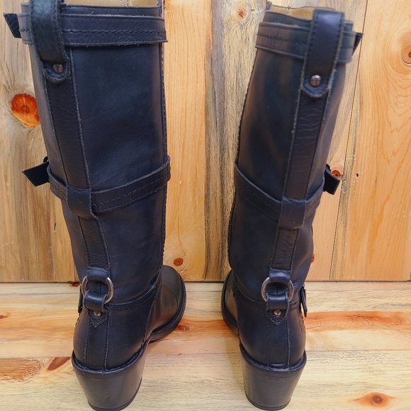 Frye Carmen Black Leather Three-Strap Boot Size 7 - Picture 8 of 10